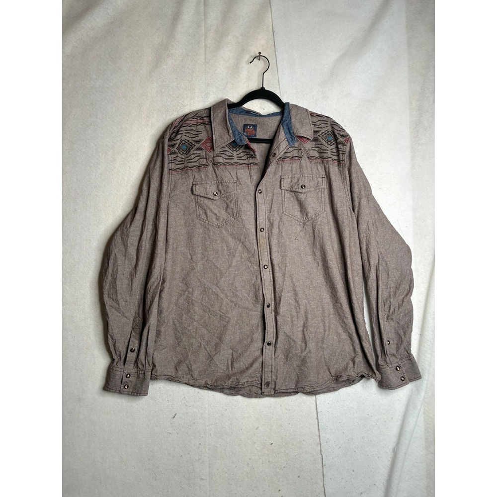 Moonshine Spirit‎ Brad Paisley Mens XXL Brown Western Embroidered Snap Shirt XXL